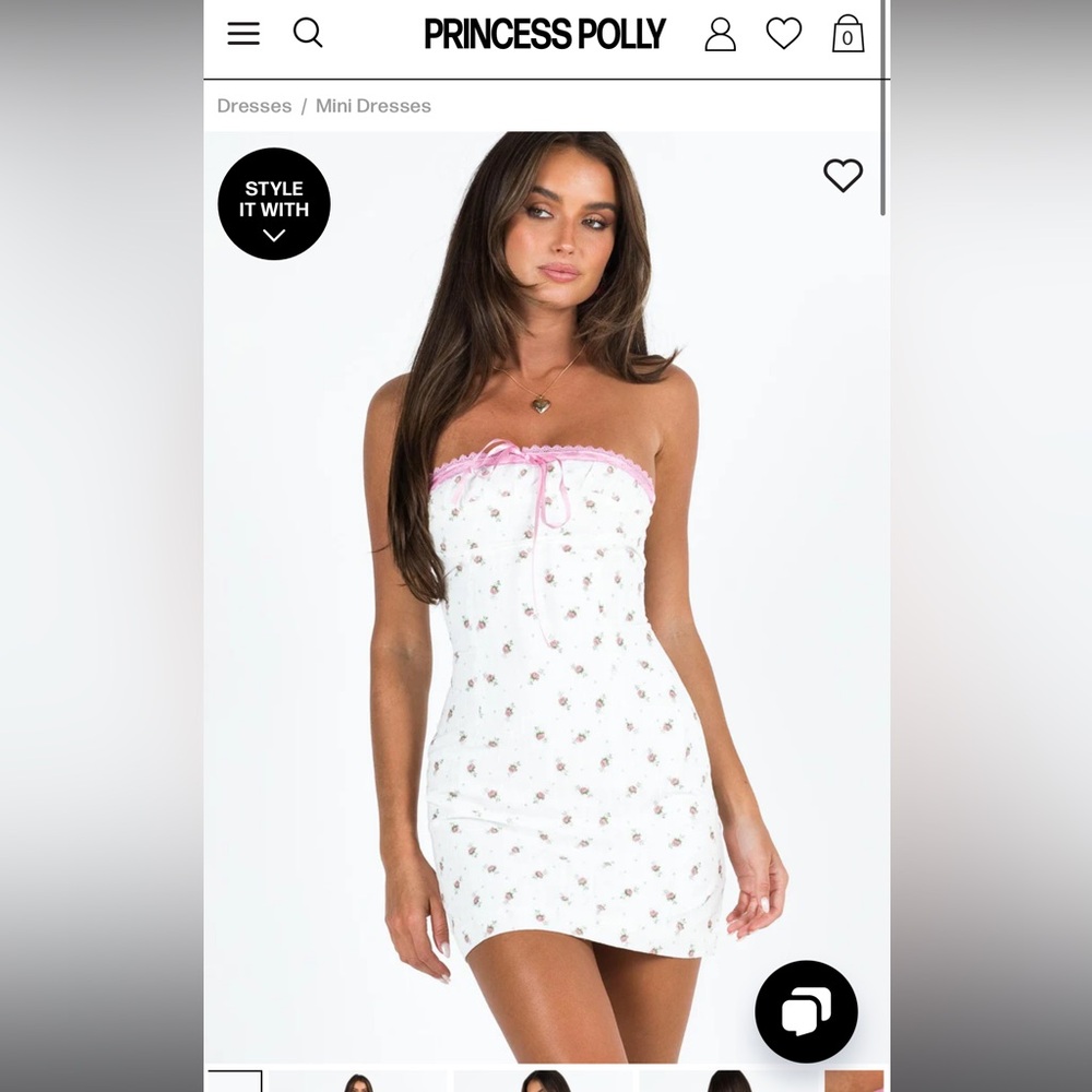 Princess Polly MULLEY STRAPLESS MINI DRESS🤍🩷